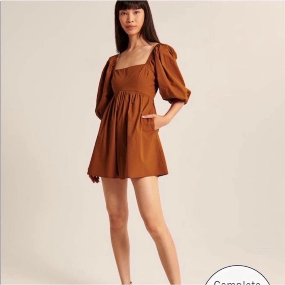 Abercrombie & Fitch Brown Puff Sleeve Sundress